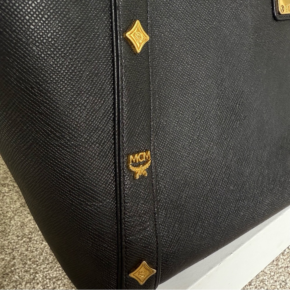 MCM Black and Gold Structured Tote Large - Picture 5 of 14